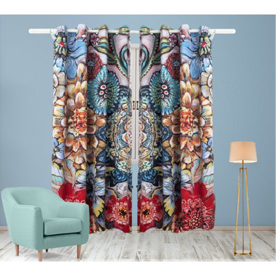 Rideau en microfibre à motif floral