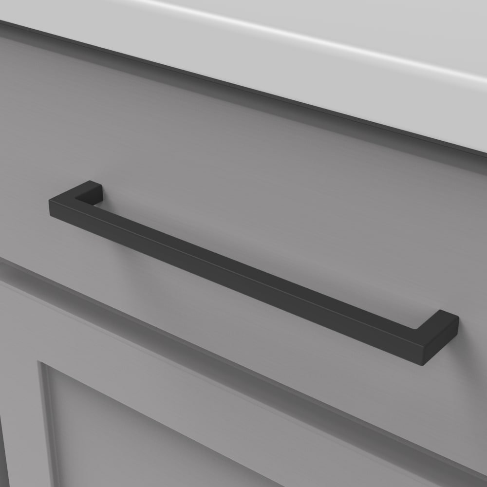 Skylight Collection Handle Pull - Contemporary Hardware for Drawers & Cabinets, Matte Black, 8-13/16", 1