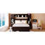 Lit en bois pleine grandeur avec tablette et armoire de rangement Finish-835457632