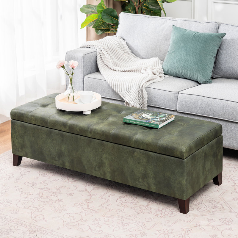 Banc de rangement en simili cuir Loggins, Vert foncé