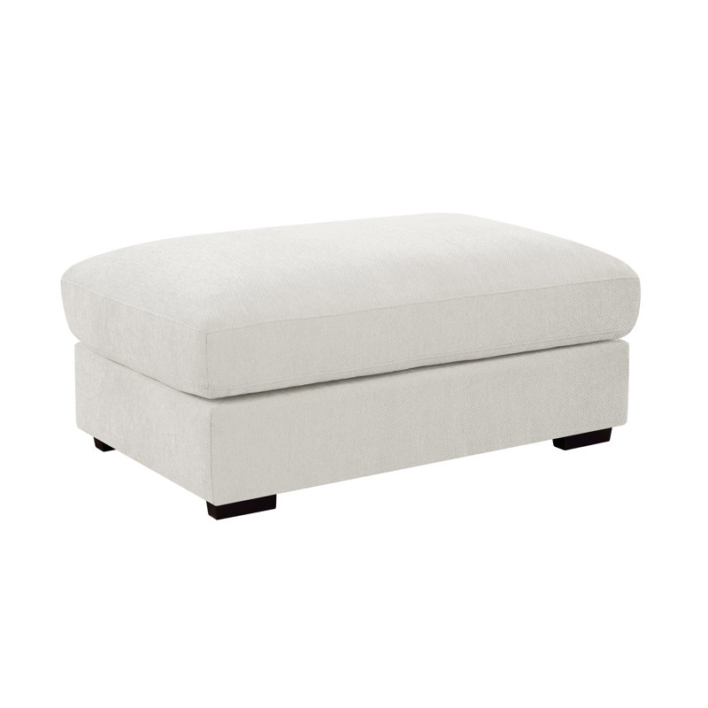 Chenille Modular U-shaped Chaise Sectional with Two Large Ottomans, White Polyester