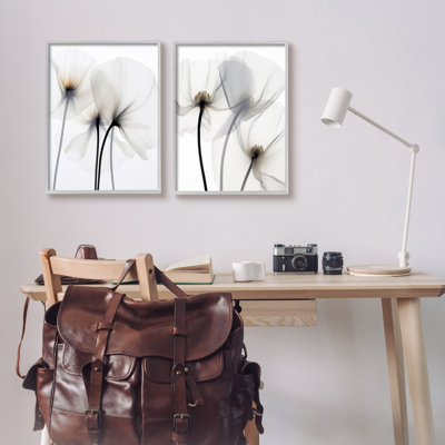Photographie de fleur blanche encadrée sur bois, 2 pièces