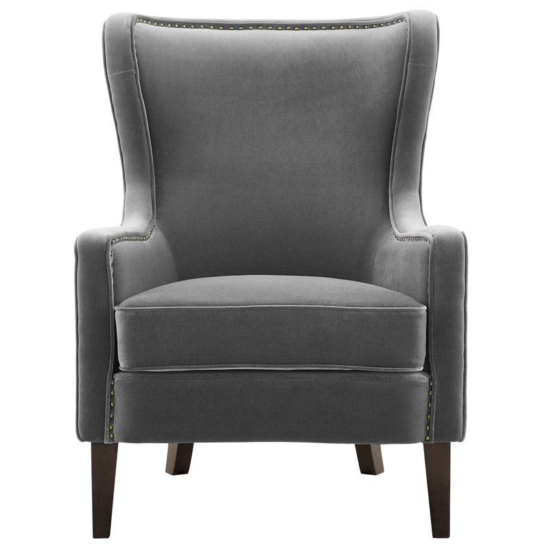 Rosco - Velvet Wingback Chair, Grey Velvet