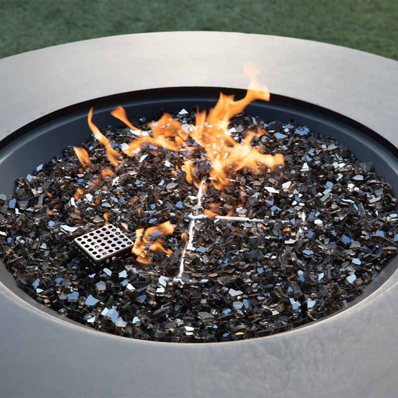 Round Concrete Smokeless Fire Pit Table, Natural Gas