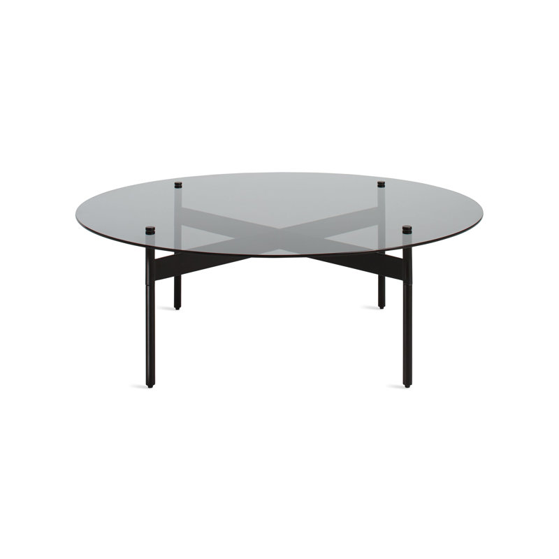 Flume Glass Top Coffee Table, Clear/Putty, 14" H x 47" W x 31" D