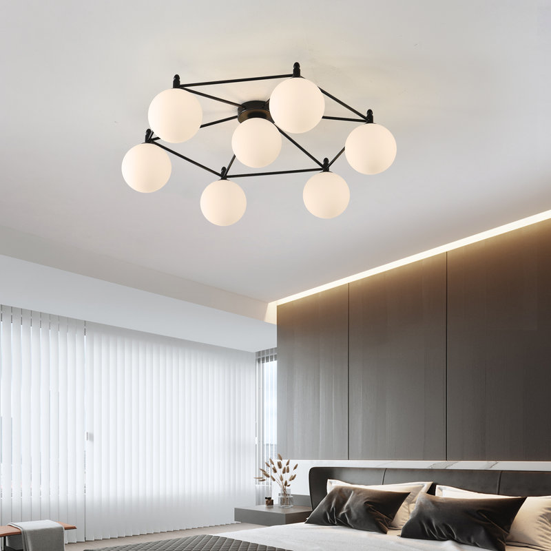 Plafonnier semi-encastré 7 lumières Spoutnik, Noir mat