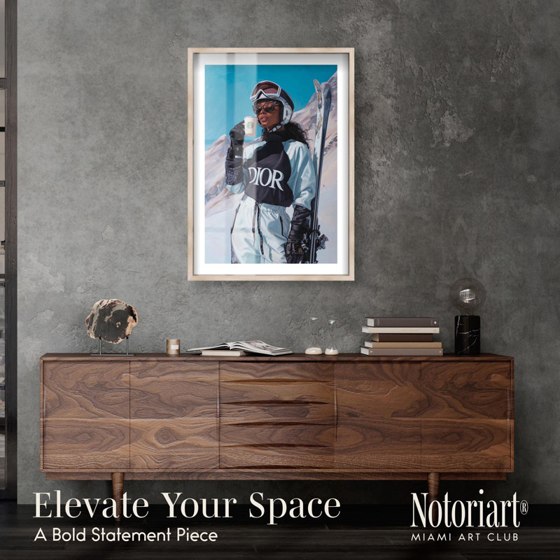 Décoration murale prête à skier dans une boîte-cadre élégante par Notoriart, cadre blond, 25 x 37, H 37 po x l 25 po