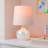 Muhedin 15‘’ Hand-Blown Glass, Kids Table Lamp with Pink Lampshade