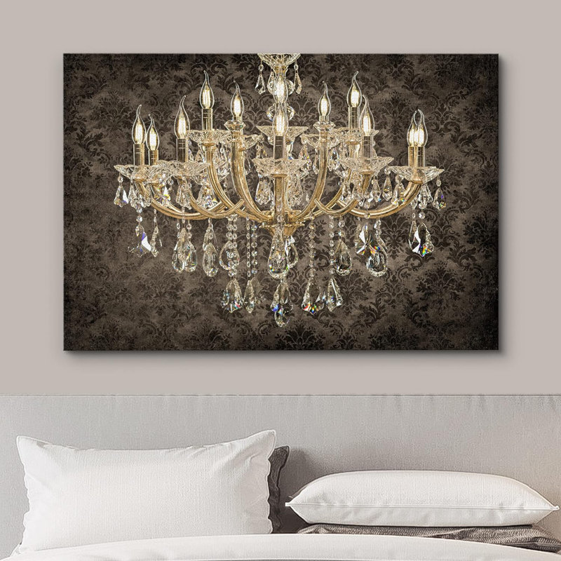 Glam Crystal Chandelier " Fancy Black Pattern Victorian Chandelier Decor Lights Stylish Contemporary Relax Calm Wall Art "