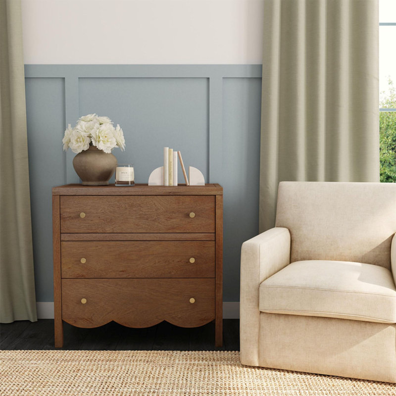 Commode 3 tiroirs, brun moyen