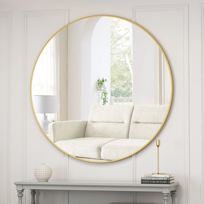 Miroir surdimensionné de 48 po doré avec cadre en métal, rehaussant l'apparence de plusieurs pièces de 48 po, rehaussant le style du décor