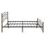 Base de lit plateforme grand en métal avec tête et pied de lit ondulés, support en lattes de fer, aucun sommier requis, noir et or-144821724-144821722