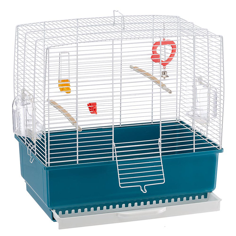 48.5cm Table Top Bird Cage with Perch, White/Blue