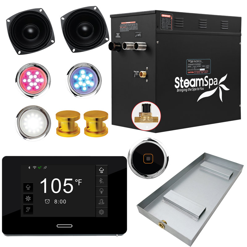 Ensemble de générateur de bain de vapeur Quickstart 10,5 kW, Or