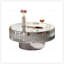 Table basse ronde en miroir avec bordure en diamant concassé, luxueuse et moderne pour un décor de salon élégant