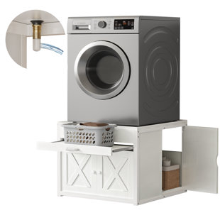 Washing Machine Stand with Laundry Basket Shelf