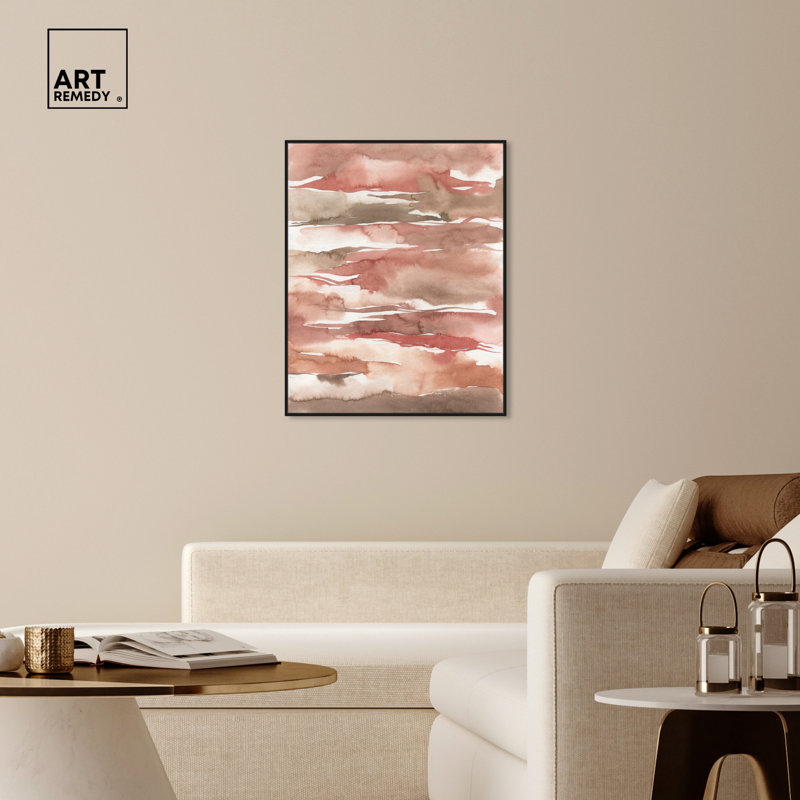 Large Beige and Brown Abstract Canvas Print with Black Frame