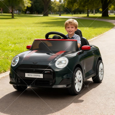 Jouet électrique à piles pour voiture électrique avec piles à DEL et contrôle à distance pour enfants de 3 à 8 ans - Noir