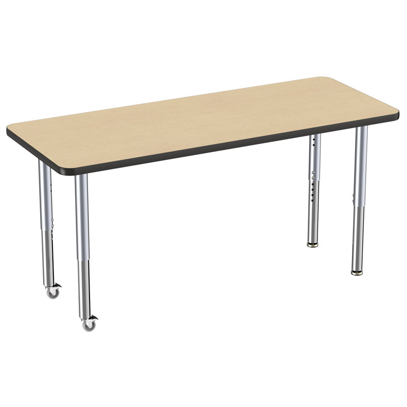 Table rectangulaire d'activité rectangulaire avec pieds réglables, Érable / noir, Super, 24" x 60"
