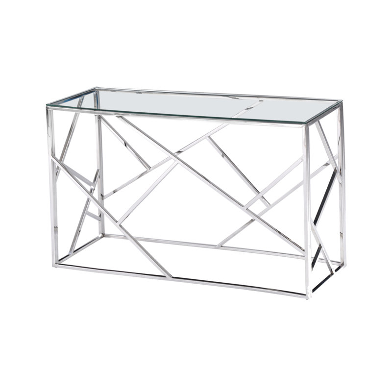Welton Console Table, Chrome, Clear, 31" H x 45" W x 12" D