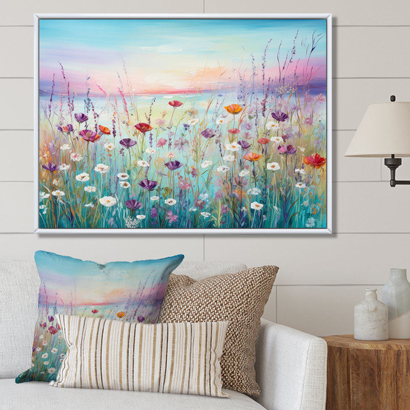 Fleurs sauvages Meadows II sur toile, H 24 po x l 32 po x P 1 po, Cadre naturel flottant