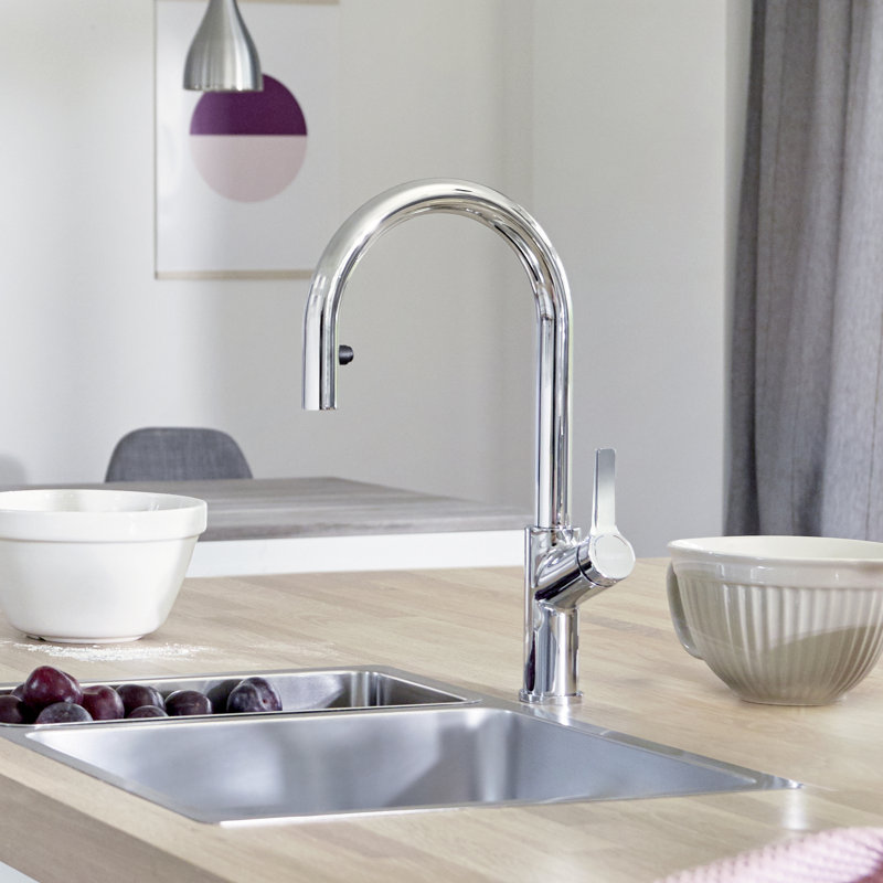 Robinet de cuisine à double jet Urbena - Chrome, Chrome poli