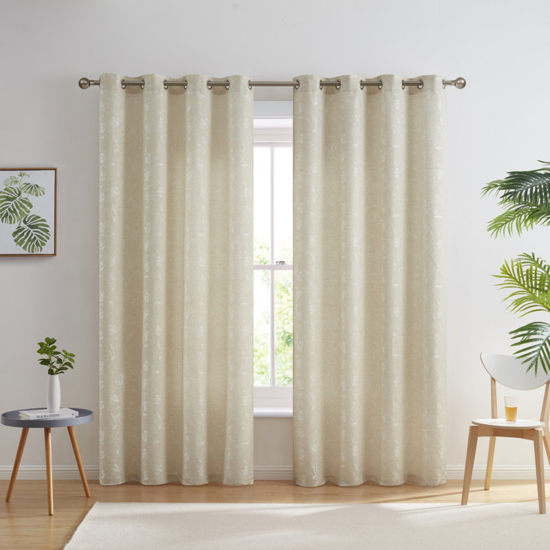 Cotton Blend Semi Sheer Curtain Pair, White, 54" W x 96" L