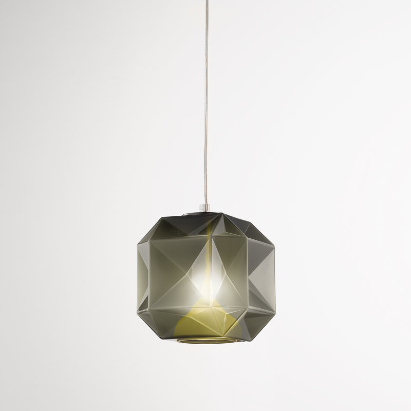 1 - Light Dark Steel Square/Rectangle Pendant, Olive Green