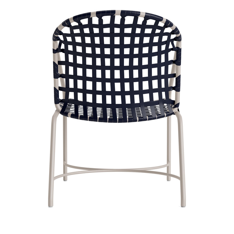 Kantan Outdoor Lounge Chair, Dove Smooth/Marine Vinyl Lace