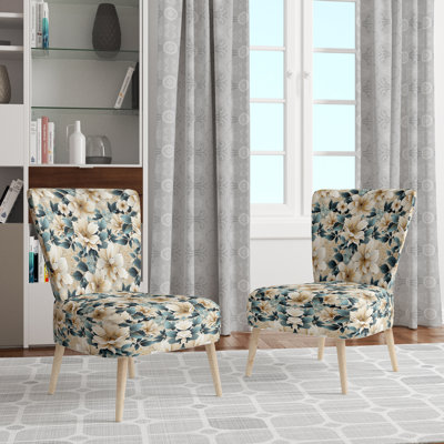 Chaise d'appoint rembourrée Sandy Beige et bleu Hydrangea Tranquility II
