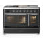 Majestic III Series 48 Inch Dual Fuel Range with 5 Sealed Burners, Griddle, Frenchtop in Glossy Black (Natural Gas, Burnished Trim)-1981615040-1981615043-1981615167