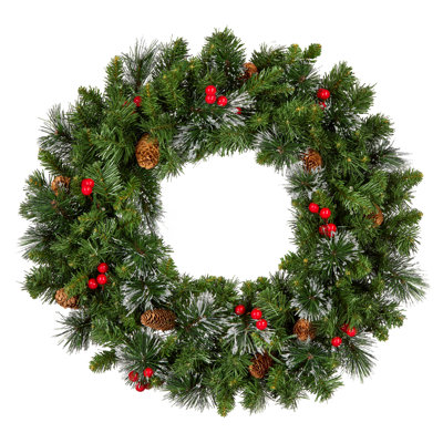 24 in. Evergreen Manor Spruce Christmas Wreath with Clear Lights