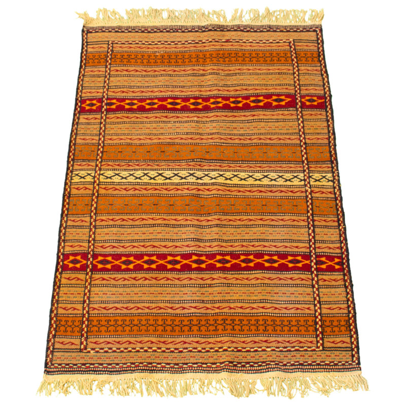 Tapis décoratif en laine brun clair/cuivre 3 pi 4 po x 5 pi 2 po one-of-a-kind Betty-May noué à la main New Age