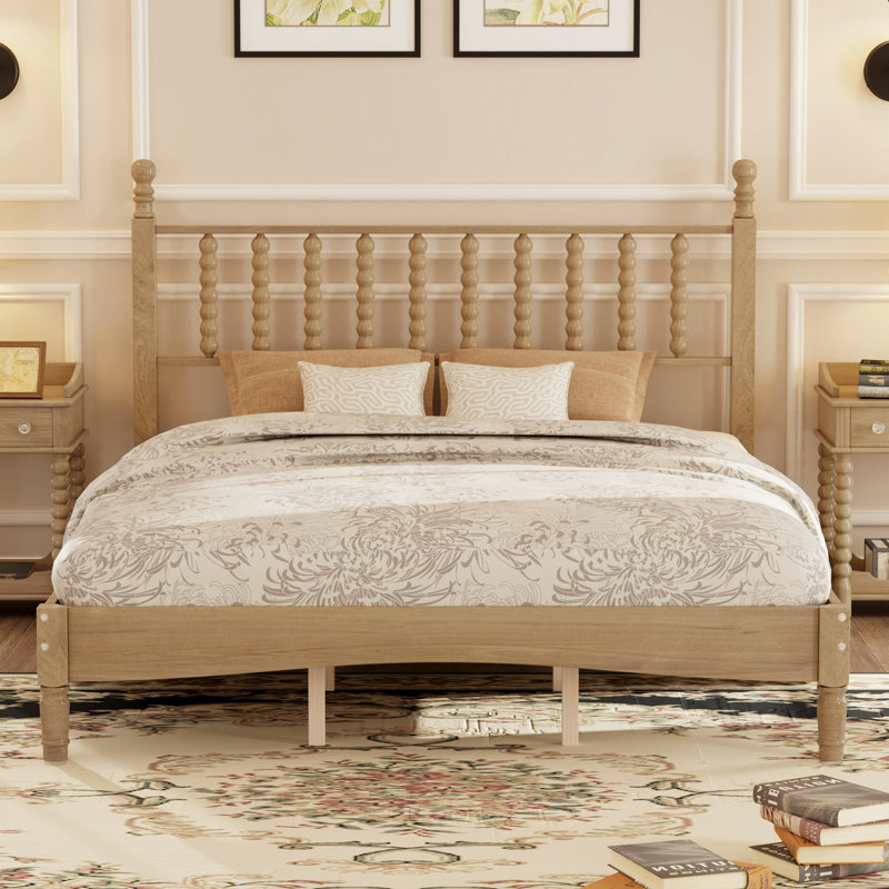 Lit moderne, lit plateforme en bois avec tête de lit en forme de gourde, lit plateforme de style rétro avec support à lattes en bois