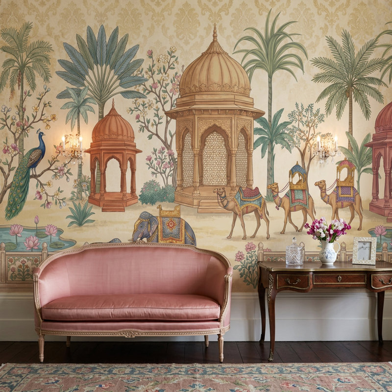 Murale Mughal Palace, 120 po x 96 po, Peler et coller