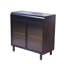 Buffet moderne avec portes en verre trempé figuré, dessus rabattable, tablettes intérieures, console de rangement à cadre en métal