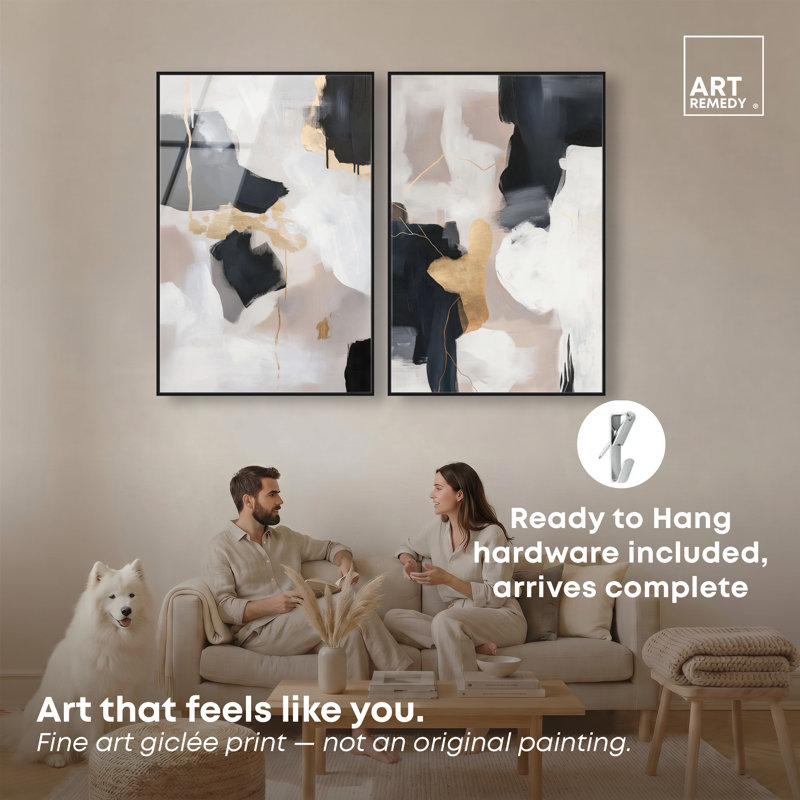 Ensemble d'art mural de salon à imprimé acrylique Luxe Silhouette, prêt à être accroché, H 46 po x l 31 po, Cadre noir