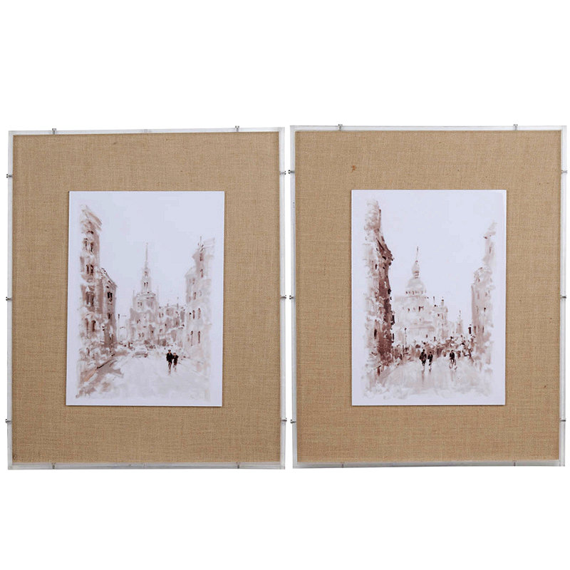 S / 2 villes européennes, aquarelle, 24 x 30 po