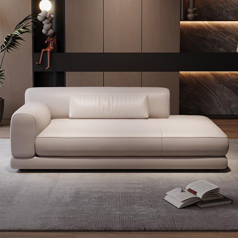 Chaise longue moderne, confortable et simple, Blanc cassé, Orienté à gauche (vu de face)