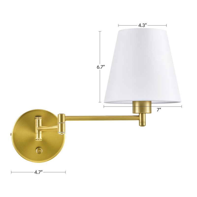 Swing Arm Sconce, 12.2" H x 7.09" W x 14.96" D, Gold