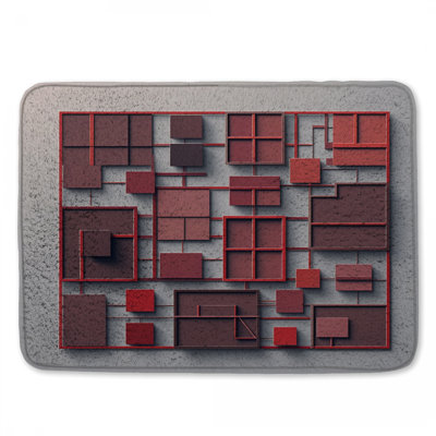 Tapis de bain Red Grid Squares