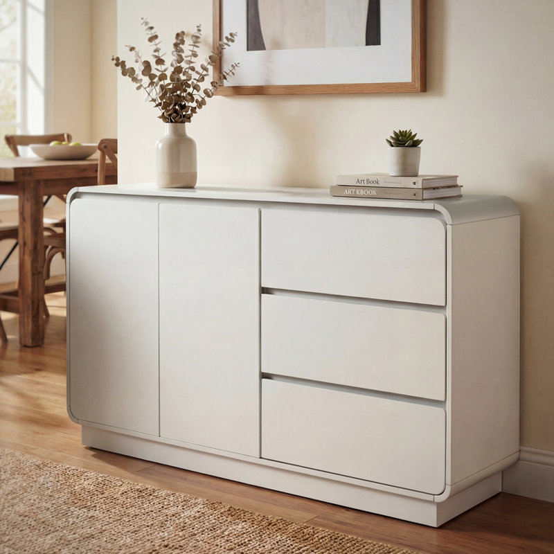 Large armoire de rangement avec 2 portes et 3 tiroirs, White