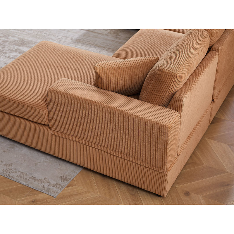 Laiton 3 - Piece 118.7" Upholstered Sectional Couch, Camel 100% Polyester