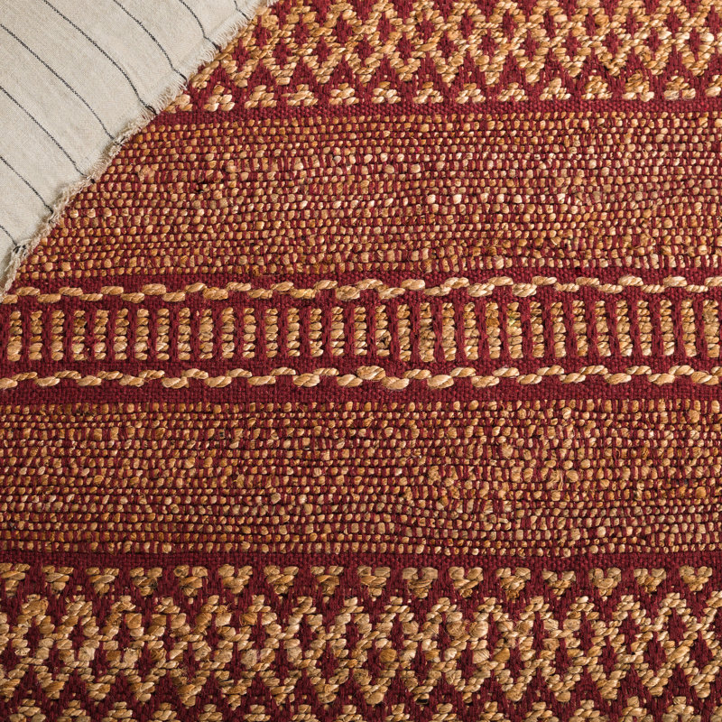 Natural Fiber 123 Hand Woven 50% Jute; 50% Cotton Geometric Shapes Rug, Square 7'
