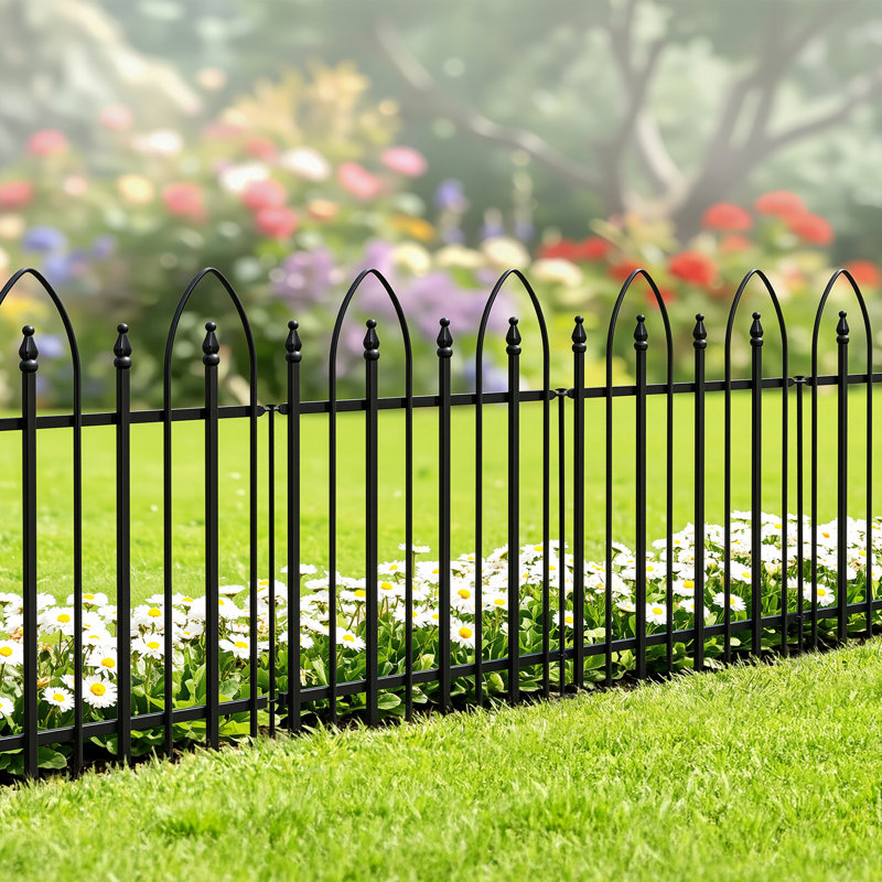 Clôture de jardin décorative en métal H 24 po x l 24 po, 5 panneaux, 10 pieds de longueur totale, bordure de paysage antirouille pour cour, platebande, patio et barrière pour chien