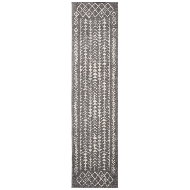 Tapis gris foncé / ivoire Renshaw, Tapis de couloir de 2 pi x 7 pi