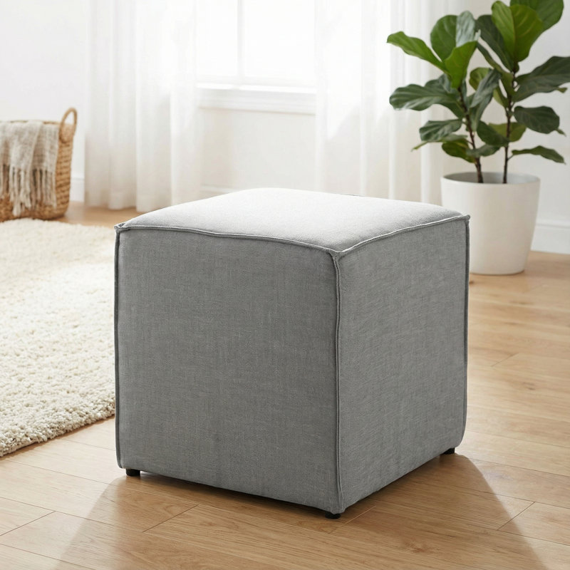 Repose-pieds cube Heffernan, Mélange de lin lilas