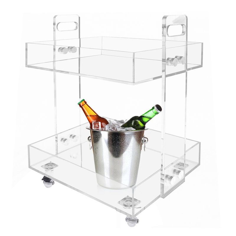 Suyeko 2 Tiers Clear Acrylic Bar Cart