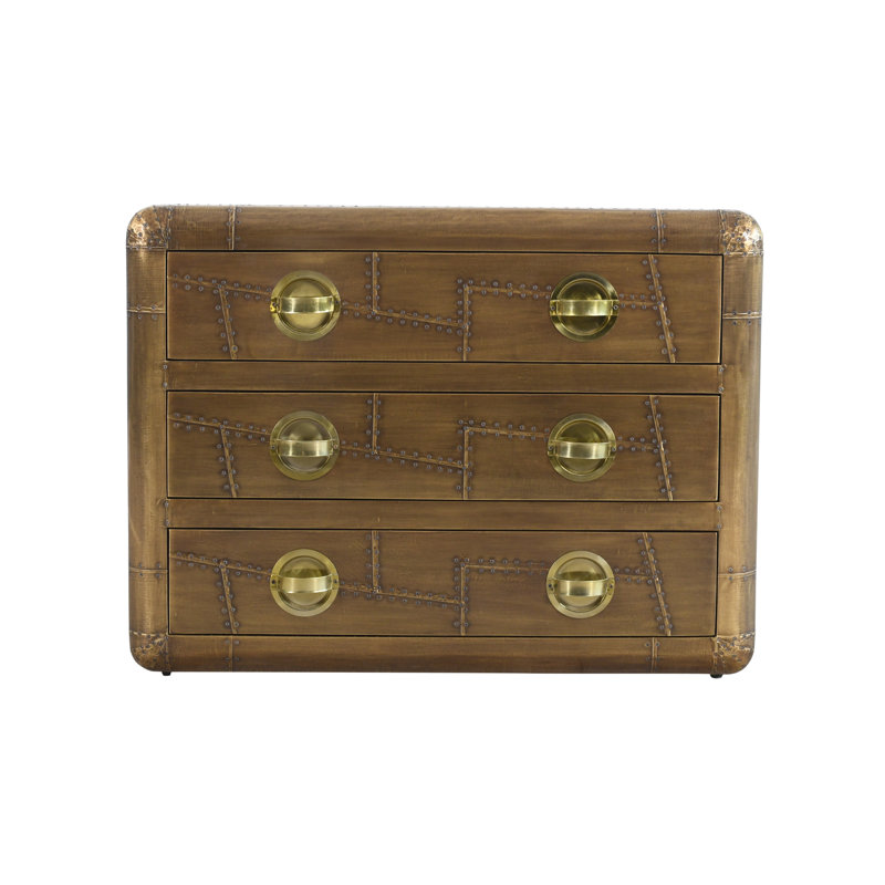 Commode 3 tiroirs Krusoe au fini laiton