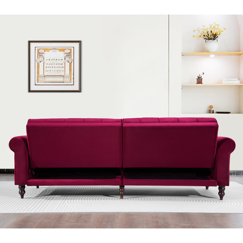 House of Hampton® Hanika 87.8'' Velvet Rolled Arm Modular Sofa 